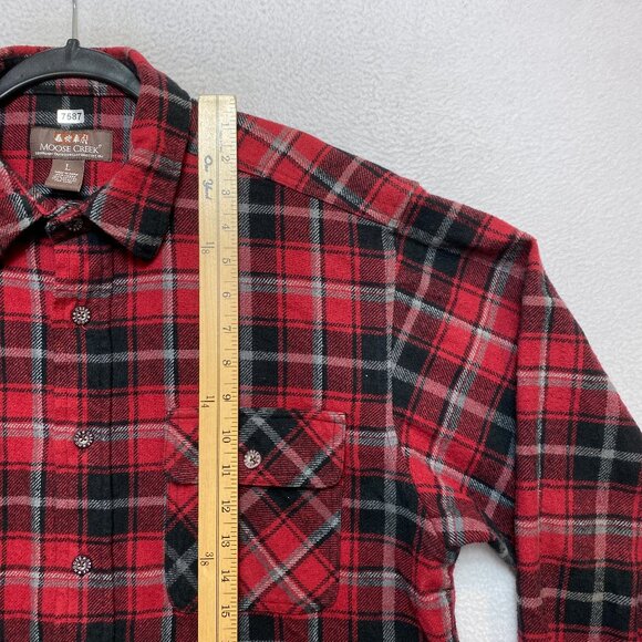 Moose Creek Flannel Shirt Mens Size Large Red Black Long Sleeve Plaid Button Up - Picture 2 of 8